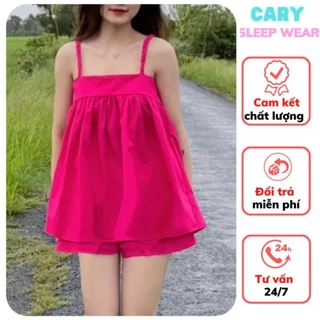 Bộ ngủ sexy nữ, bộ đồ ngủ hai dây bính mềm mịn mát mặc nhà dễ thương CARY