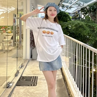 Áo Thun Nữ Nam Tay Lỡ Unisex REELUXS 100% Cotton 250msg, Áo Phông Form Rộng Basic Oversize Bagel