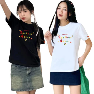 Baby Tee Áo Thun Nữ Trắng Đen Local Brand TNC Kiểu Phông Cặp Đôi Bạn Thân Couple Basic "2gether 4ever" [RIBCOTTON230GSM]