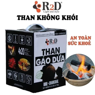 Than sạch không khói R2D 4kg, Làm từ gáo dừa hữu cơ, Nướng BBQ, Hơ ấm mẹ sau sinh, An toàn cho sức khỏe.