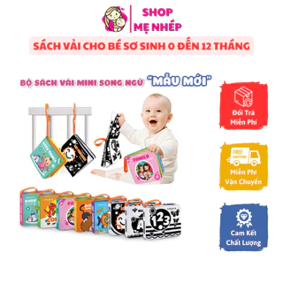 Sách vải cho bé sơ sinh 0 đến 12 tháng Lalala baby kích thước 12x11cm có 8 mặt