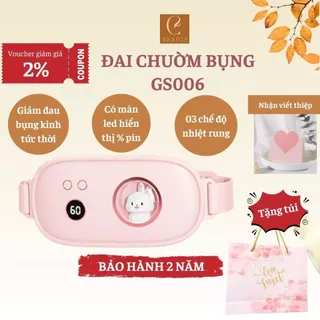 Máy massage bụng kinh GS006, Set quà tặng tinh tế dịp lễ cho người yêu, Đai chườm nóng bụng 3 chế độ có màn led