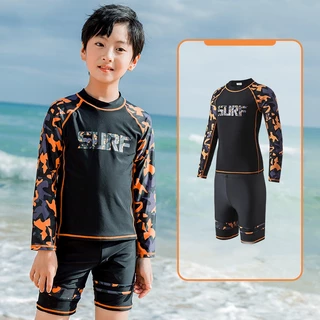 Đồ Bơi Bé Trai Dài Tay Habi Fashion HB2409, Bộ Bơi Bé Trai Họa Tiết SURF Chất Liệu Co Giãn Cho Bé Từ 16-52kg