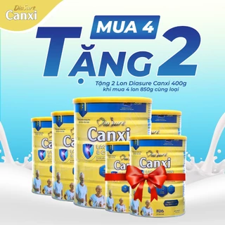 Mua 4 TẶNG 2 Lon 400G, Diasure Canxi 850G - Bổ Sung Canxi Nano, Bảo Vệ Xương Khớp, Chống Đâu Nhức Xương Khớp