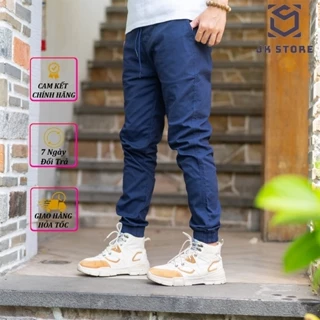 Quần Jogger Kaki Jk Nam Cao Cấp, Ống Bo Chun,Form Slimfit, Chất Liệu Vải Nhập Co Giản Mịn - Xịn - Sang -JK Xanh Dương