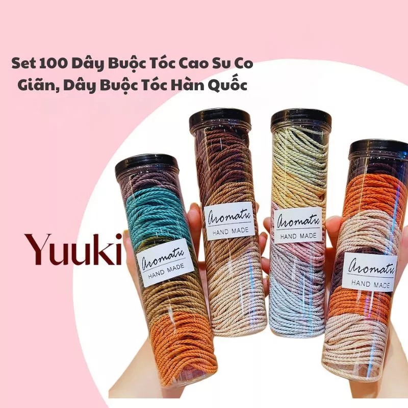 Set 100 Dây Buộc Tóc Cao Su Co Giãn, Dây Buộc Tóc Hàn Quốc, Dây Buộc Tóc Nữ #A39A
