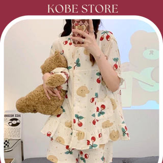 Bộ đồ ngủ nữ mùa hè pyjama mặc nhà cộc tay tiểu thư G03 - Kobe Store