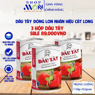 Combo 3 lon Dâu tây ngâm nước đường Cát Long 425gr