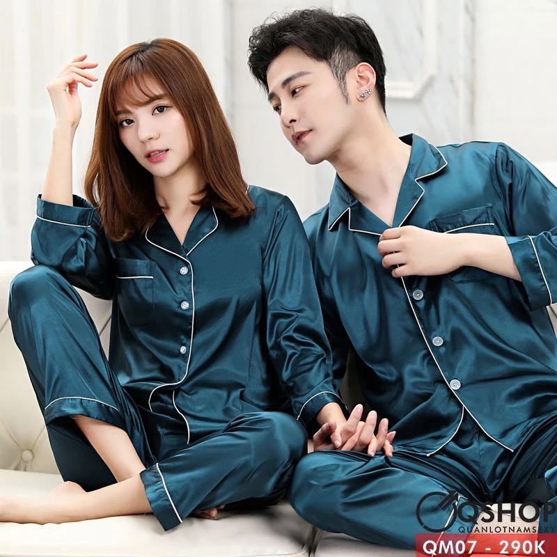 Bộ Đồ Ngủ Tay Dài Lụa Trơn Phù Hợp Cả Nam và Nữ Mặc Nhóm , Mặc Nhà Hay Đi Dạo Đều Đẹp Đều Sag ChoảnhHU868