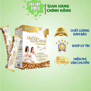 MATTI MUM CANXI Sữa hạt cho mẹ bầu và sau sinh (Hộp giấy 14 gói) - 100% đạm thực vật đạt chứng nhận NON-GMO của Hoa