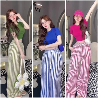 SET BỘ NỮ, SET BỘ DÀI SỌC PHONG CÁCH MÙA HÈ CỔ TRÒN BIGSIZE