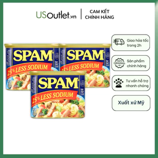 Thịt Hộp 25 Percent Less Sodium Spam 340G hàng Mỹ Date xa