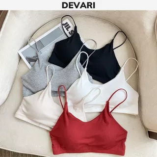 Áo bra nữ 2 dây mảnh đệm mút mỏng ôm ngực chất liệu cotton gân tăm lạnh mềm mại thoáng mát DEVARI B1181