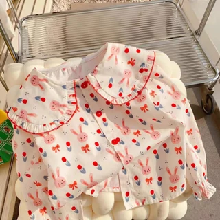 Áo sơ mi bé gái dài tay chất cotton mềm mát phù hợp đi học đi chơi size 8-25kg