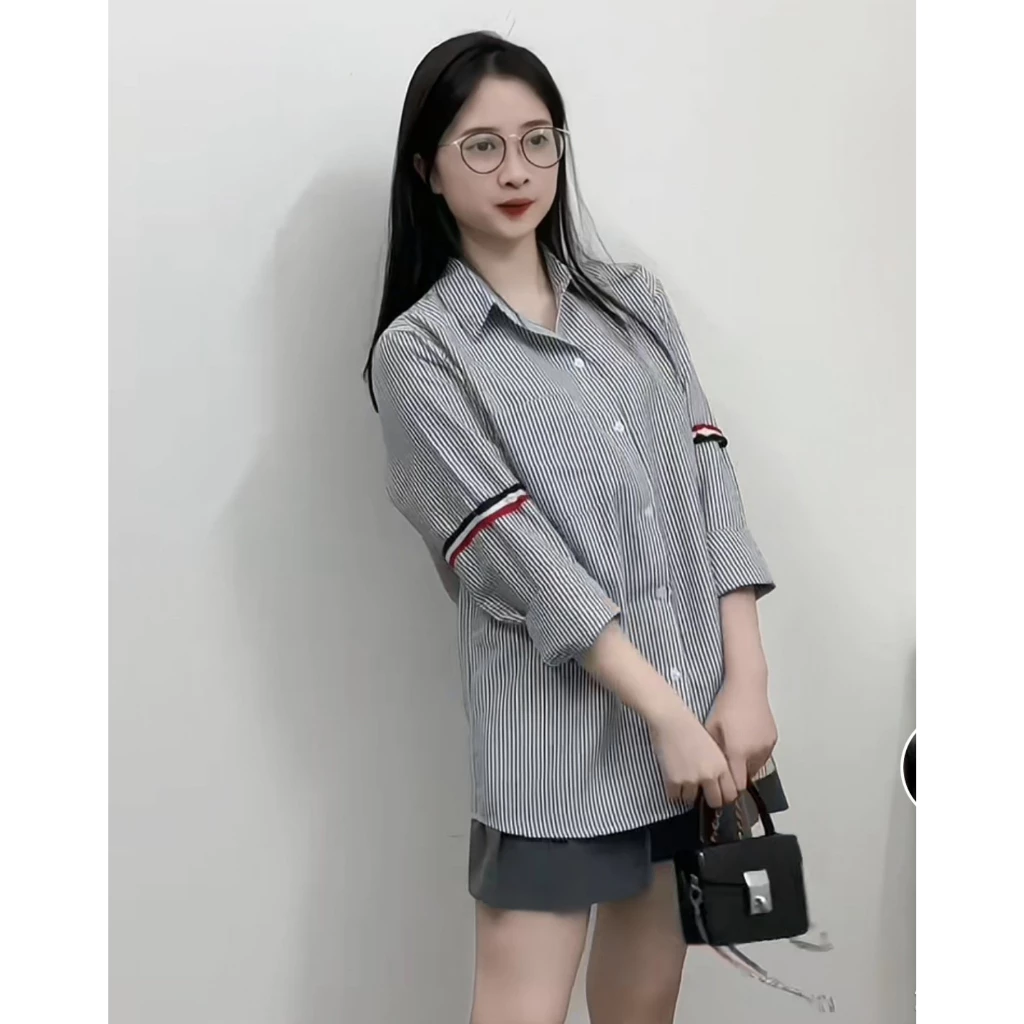 Áo Sơ Mi Thom Kẻ Sọc Xanh Xám Dài Tay Vải Cotton Lụa Cao Cấp Mẫu Hot dành cho các bạn năm 2024 HOT Trend cực đẹp