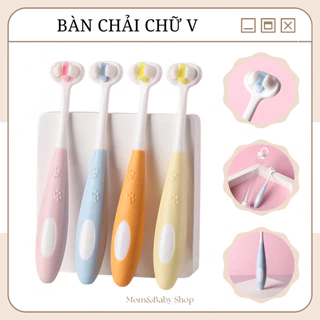 Bàn Chải Đánh Răng Chữ V Cho Bé 3 Mặt Cho bé Từ 2-15 Tuổi Bàn Chải Lông Mịn Momandbabyshop