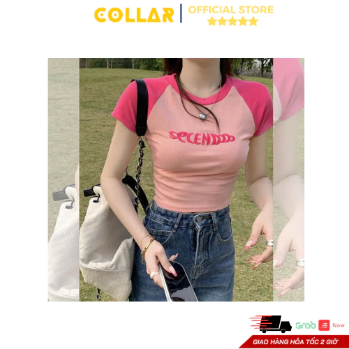 Áo croptop cộc tay basic , Áo SECE thun cotton phong cách Hàn Quốc Collar_vn