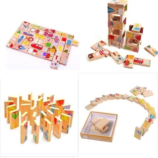 Đồ chơi Domino gỗ nối tiếp 28 chi tiết cho bé - đồ chơi xếp hình gỗ montessori giúp bé phát triển trí tuệ - Kodomo