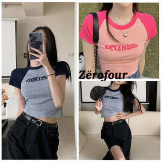 Áo croptop nữ cộc tay ôm body , áo croptop vải thun mix 2 màu hottrend Hàn Quốc Zerofour_vn