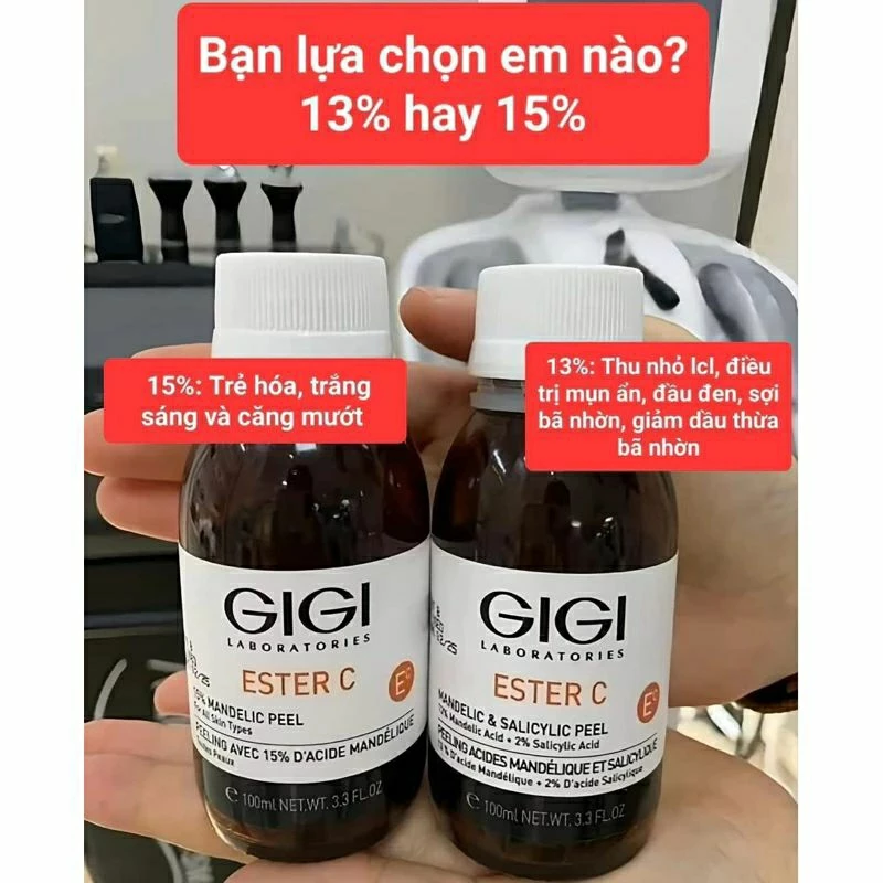 [ Chiết lọ 5ml/ 10 ml ] Tinh Chất Căng Bóng Peel GIGI Ester C 15%/13 + 2% Mandelic Tester