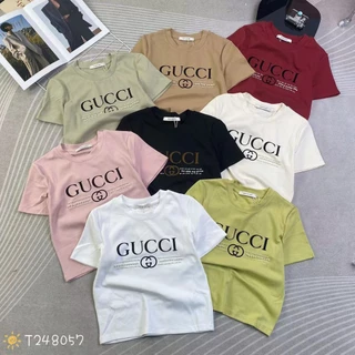 Áo thun croptop nữ tay ngắn cổ tròn in chữ gu hàng Quảng Châu chất cotton, áo phông baby tee mùa hè hàn quốc 248057