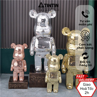 Mô Hình Decor Trang Trí Tượng Gấu Bearbrick Đính Kim Sa Lắp Lánh Bearbrick Bling Có Ba Màu Bạc Vàng Hồng 50cm 80cm