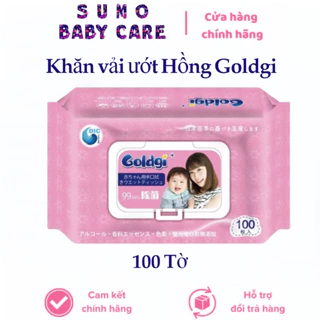 Khăn giấy ướt Goldgi Hồng 100 tờ siêu đẹp và an toàn cho bé.