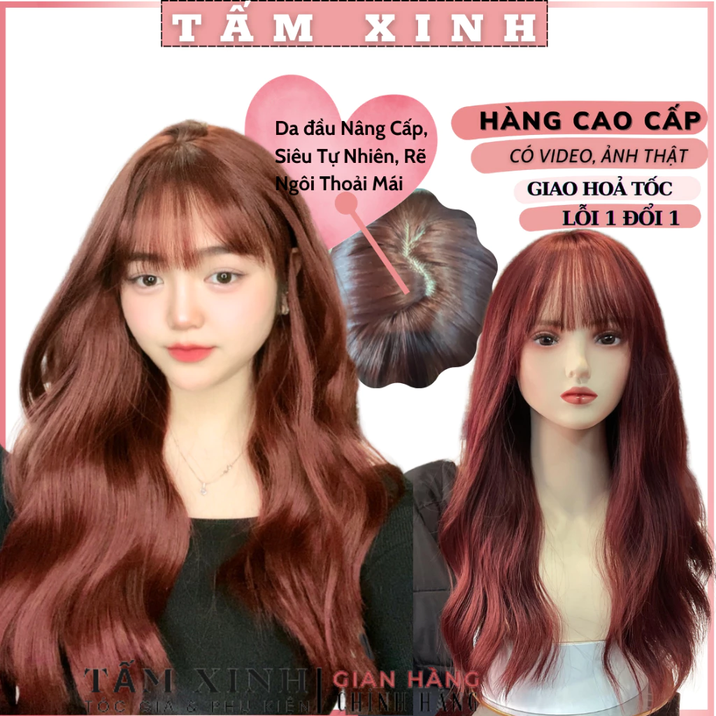 Tóc giả nguyên đầu nữ trẻ đẹp kiểu xoăn sóng - T02102RV
