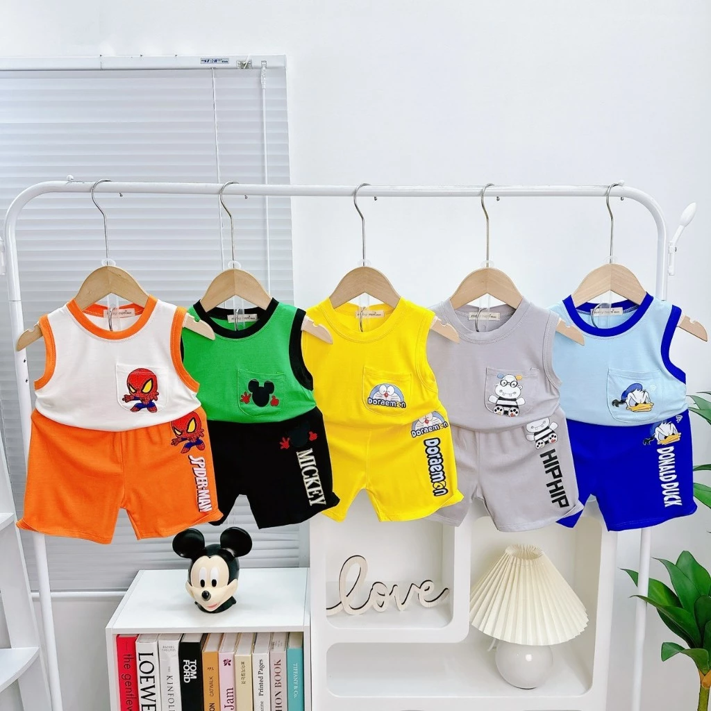 [ XẢ KHO LẺ SIZE ]Bộ Ba Lỗ Thun Lạnh  Cho Bé Đi Học Đi Chơi Từ 7 Đến 27kg Mát Mẻ Thoáng mát