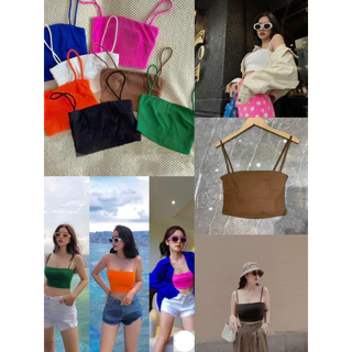 Áo tăm 2 dây 2 lớp croptop 6 màu