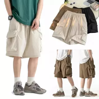 Quần short hộp túi to, chất kaki mềm, 3 màu, 2 size Nam Kem Menswear