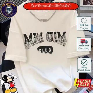 Áo Thun Miu Club Chữ LỒNG Gắn Mắt Xích 💙 Chất Cotton Co Giãn, Thoáng Mát Mùa Hè