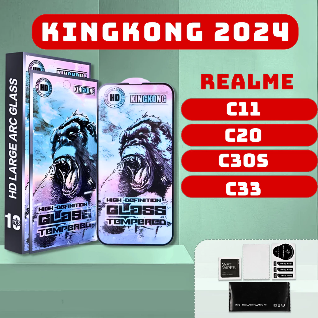 Kính cường lực  Realme C11, C20, C30S, C33 kingkong xanh | Miếng dán bảo vệ màn hình Realme | ANHCASE88.STORE