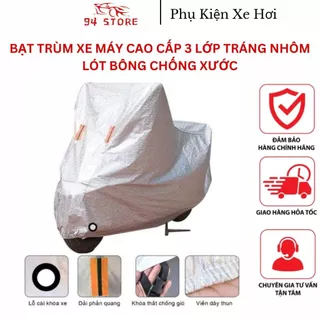 Bạt Trùm Xe Máy Vải Dù Tráng Nhôm 3 Lớp -CHÍNH HÃNG- Phủ Che Nắng Xe Máy Có Lớp Bông Lót Chống Xước Xe