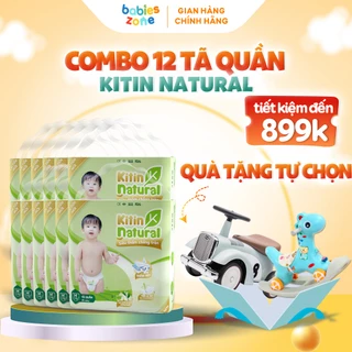 [Combo 12 Bịch + Quà] Tã Bỉm Quần Kitin Natural đủ size thương hiệu Việt thấm hút tốt, chống tràn, siêu mềm mịn cho bé