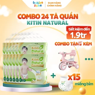 [24 BỊCH + XE ĐẨY] Tã Bỉm Quần KINTIN NATURAL mỏng thoáng 2mm, trà xanh kháng khuẩn, an toàn cho bé