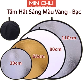 Tấm hắt sáng tròn 2 mặt đầy đủ kích thước 2 trong 1 vàng bạc có thể gấp gon tiện lợi