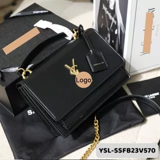 Túi đeo chéo nữ Sunset, YSL-SSFB23V570,Size 23,Chất Da Bò Siêu Mịn,Nhập Khẩu Hongkong,Form dáng cứng phụ kiện nét căng