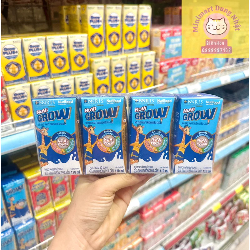 [Date mới] Lốc 4 hộp sữa Nutifood Nuvi Grow 110ml/180ml tăng chiều cao