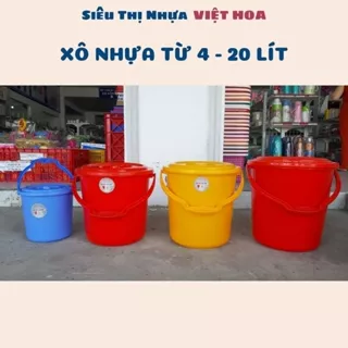 Xô nhựa từ 4 lit đến 20 lít có nắp, nhựa chính phẩm, xô VTH