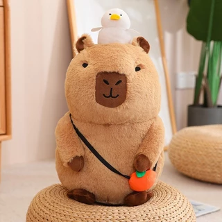 Gấu bông Capybara Đội Vịt Túi Cam mềm mịn dễ thương