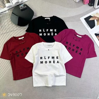 Áo thun croptop nữ tay ngắn cổ tròn in chữ MOHEA hàng Quảng Châu chất cotton, áo phông baby tee mùa hè hàn quốc 249007