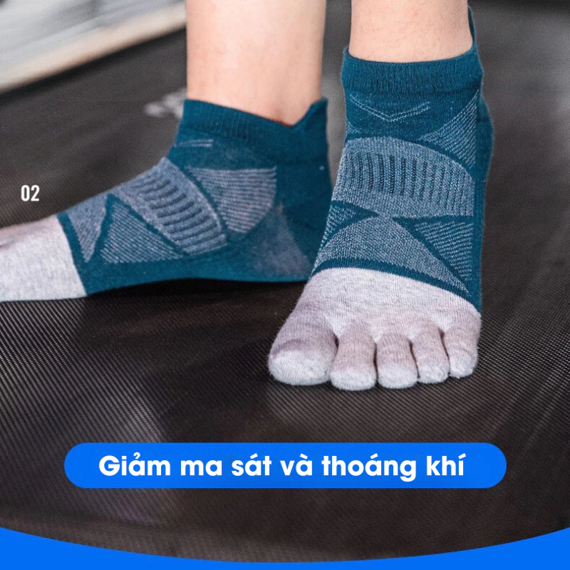 Tất xỏ ngón chạy bộ MARATHON nam giảm ma sát các đầu ngón chân, thoáng khí, dày dặn và độ bền cao