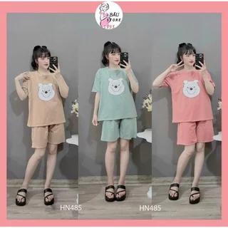 HN485-Bộ Bầu Cotton Cộc Tay Mùa Hè. Mặc Ở Nhà Chất Mềm Mát .Quần Có Chun Chỉnh Khuy Cài Freesize 45kg Đến 70kg BẦU STORE