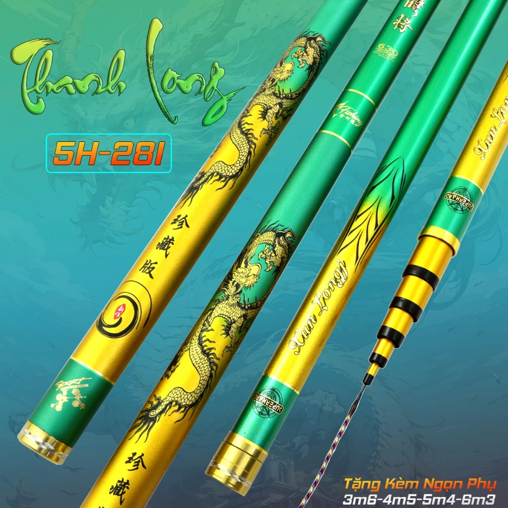Cần Câu Tay Thanh Long 5H Tặng Kèm Đọt Phụ Đủ Size 3m6 - 7m2 BB52