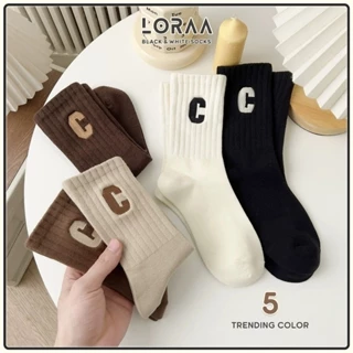 Tất cổ cao chữ C chất liệu cotton mềm mại, vớ phong cách Hàn Quốc - Loraa Shop