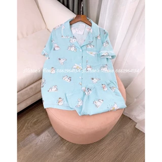 Pijama xô tre cao cấp áo cộc quần cộc