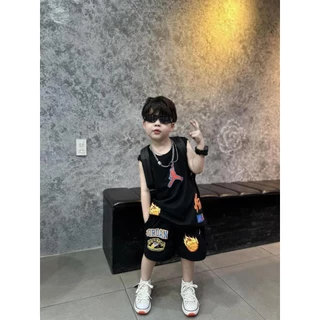 Bộ quần áo ba lỗ jordann cho bé trai , set áo tank top +quần short form xuông trẻ em unisex , Kid_genz