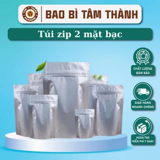 1kg Túi zip đáy đứng 2 mặt bạc nhiều kích thước lựa chọn đựng thực phẩm hạt cafe tiện dụng an toàn