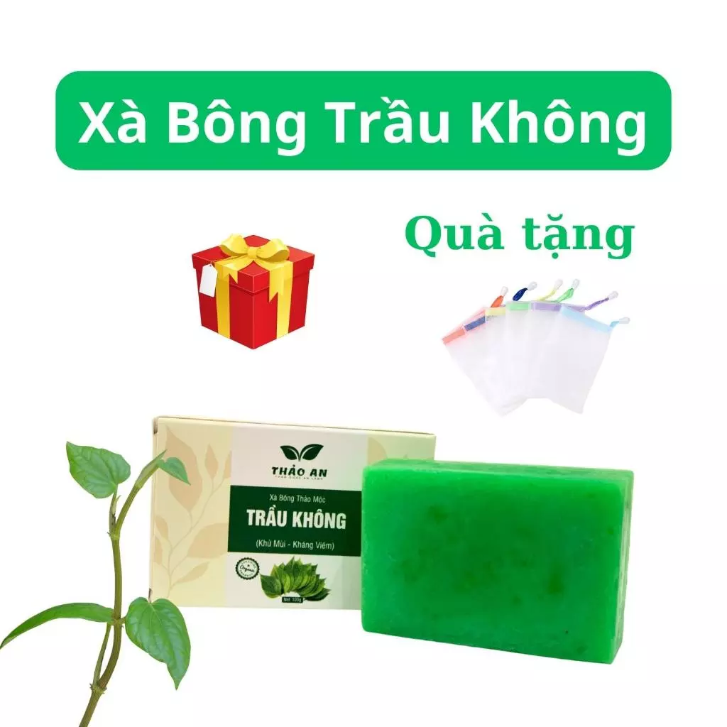 Xà Bông Trầu Không Thảo An Giảm Hôi Nách Mùi Hôi Cơ Thể An Toàn Cho Trẻ Nhỏ Tặng Túi Đựng